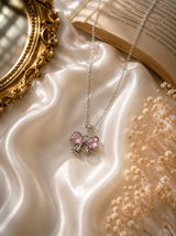 Pink Crystal Bow Necklace