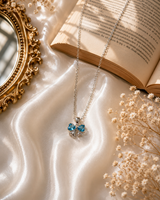 Pink Crystal Bow Necklace - Blue