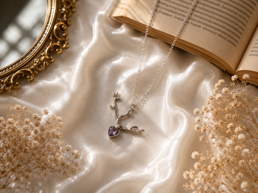 Amethyst Antler Necklace