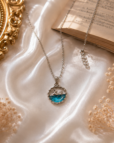 Moonlit Dolphin Pendant Necklace — Blue