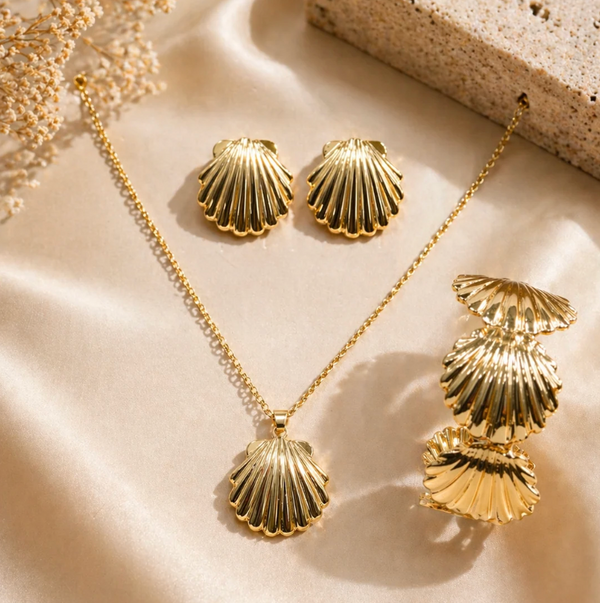 Seashell Elegance Gold Jewellery Set | Anti Tarnish | Gold