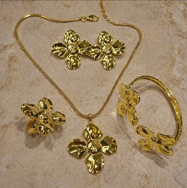 Golden Blossom Luxe Jewellery Set | Anti Tarnish | Gold