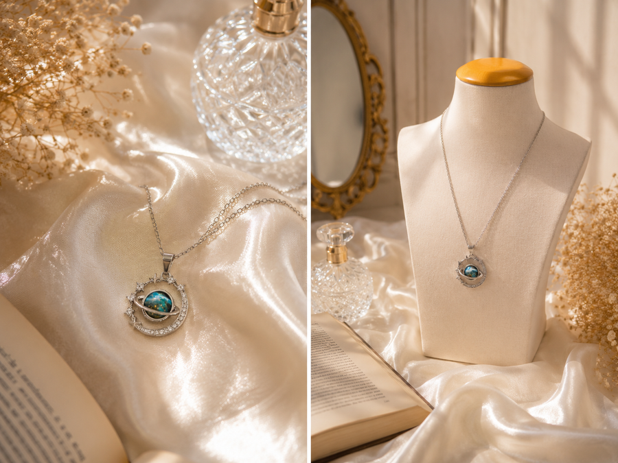 Celestial Saturn Necklace - Silver
