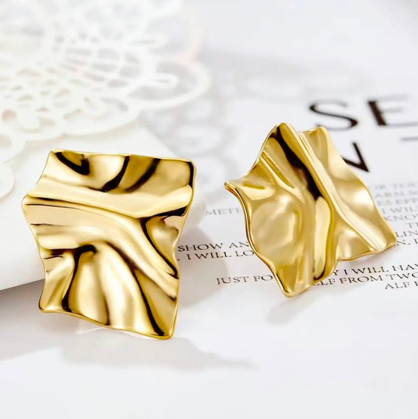 Anti Tarnish Gold Molten Waves Ring