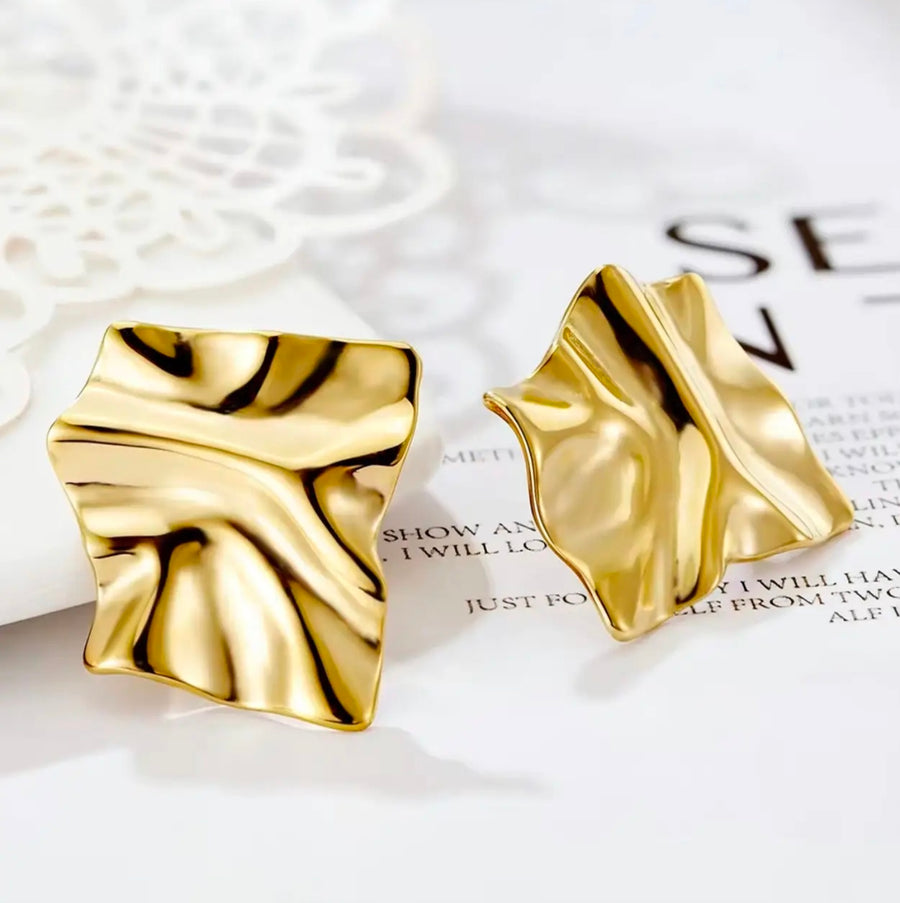Anti Tarnish Gold Molten Waves Ring