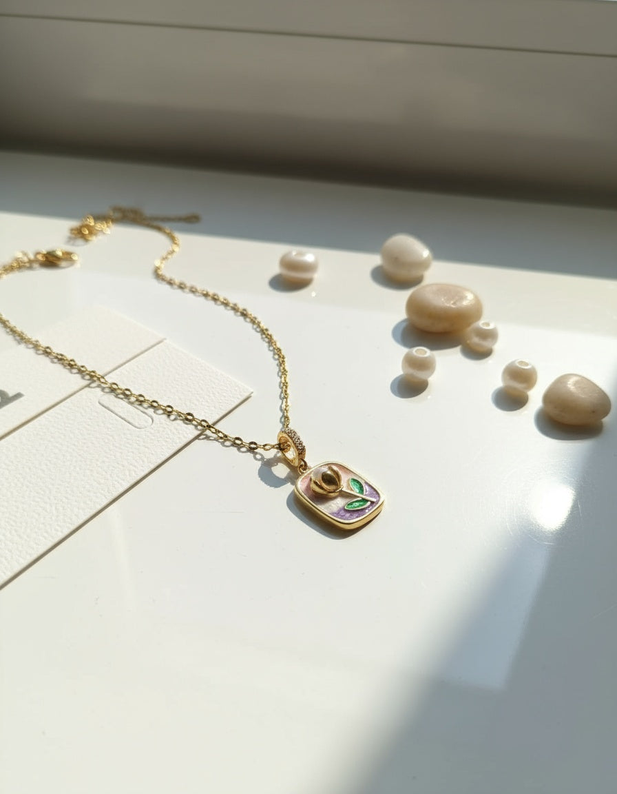 Crystal Blush 3D Pearl Pendant