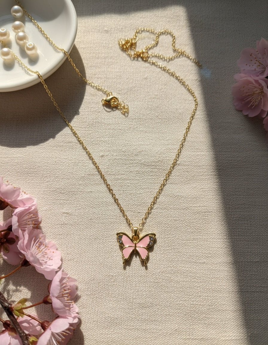 Rosy Wings Pink Necklace