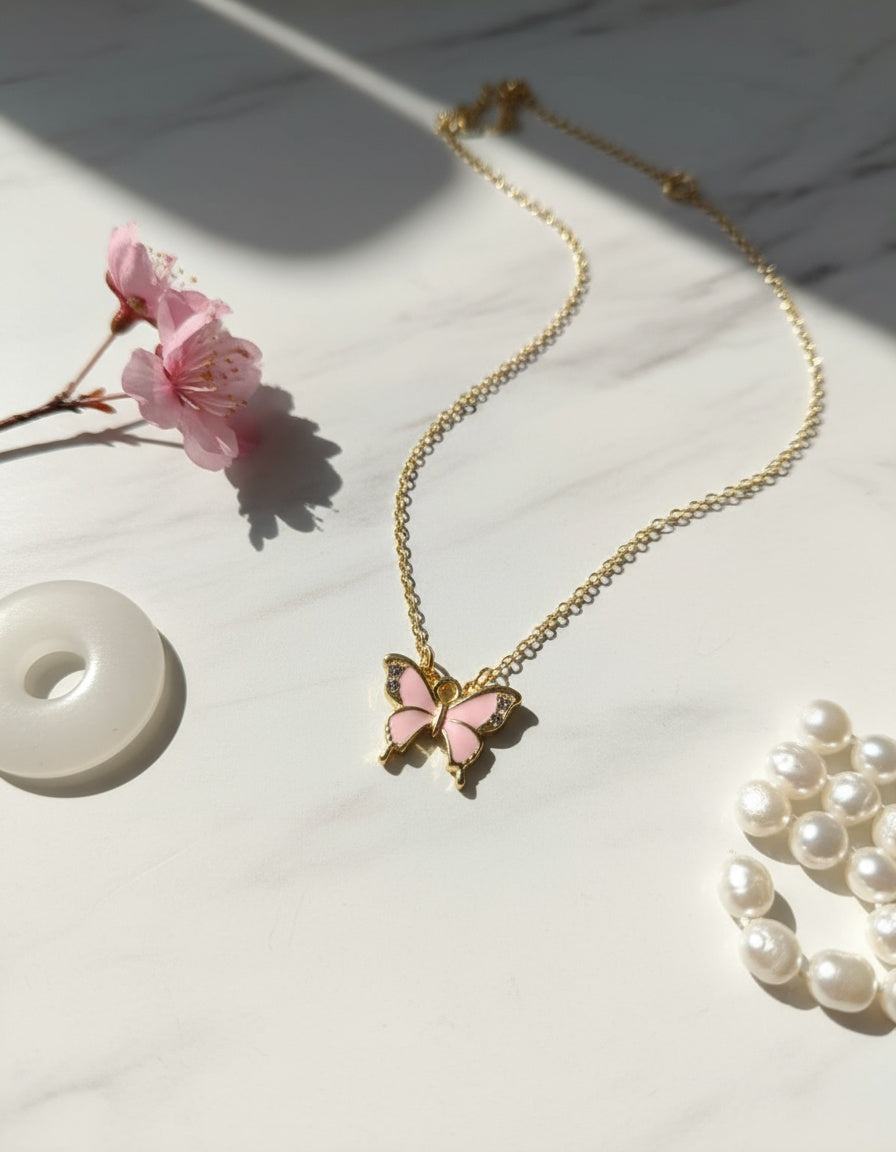 Rosy Wings Pink Necklace