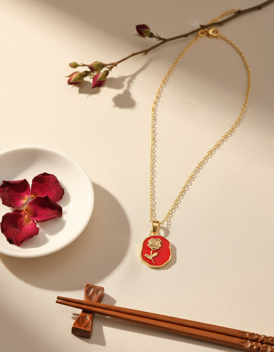 Ruby Bloom Rose Pendant