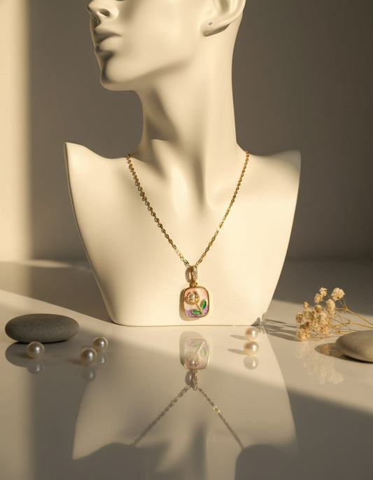 Crystal Blush 3D Pearl Pendant
