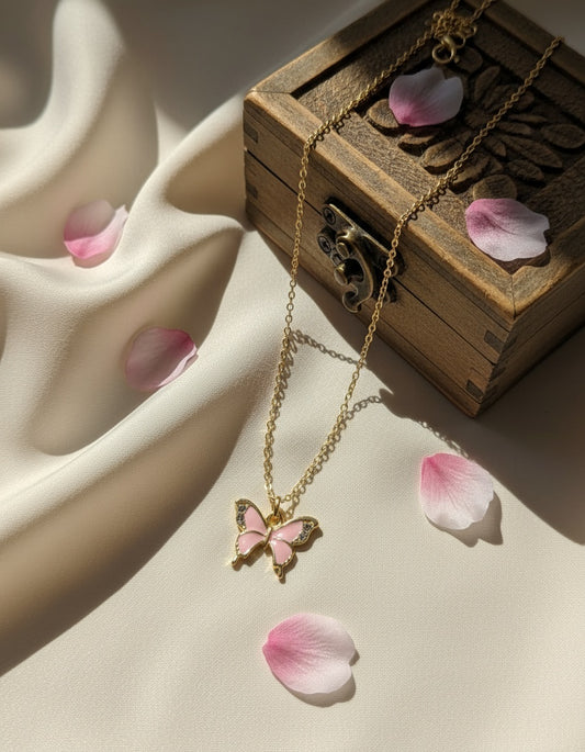 Rosy Wings Pink Necklace