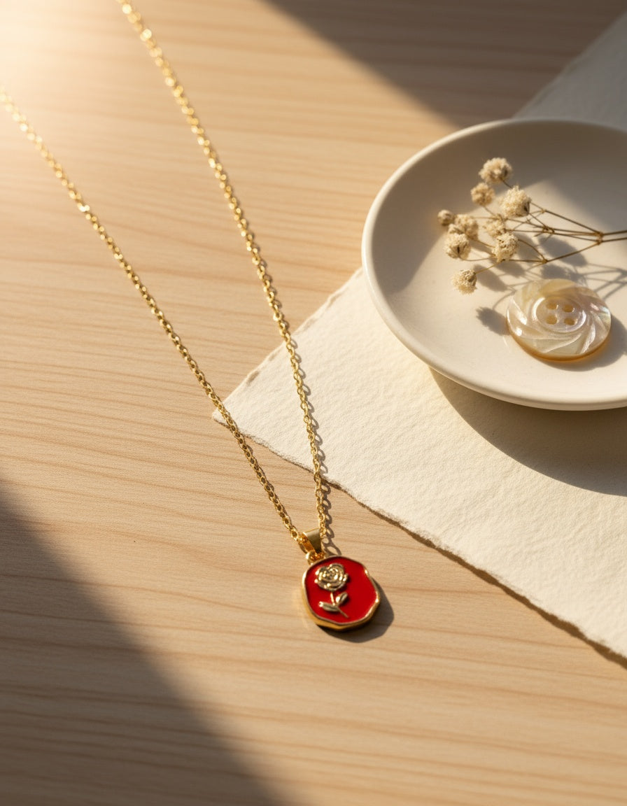 Ruby Bloom Rose Pendant