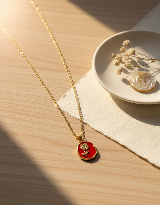 Ruby Bloom Rose Pendant
