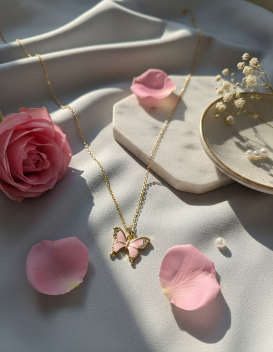 Rosy Wings Pink Necklace