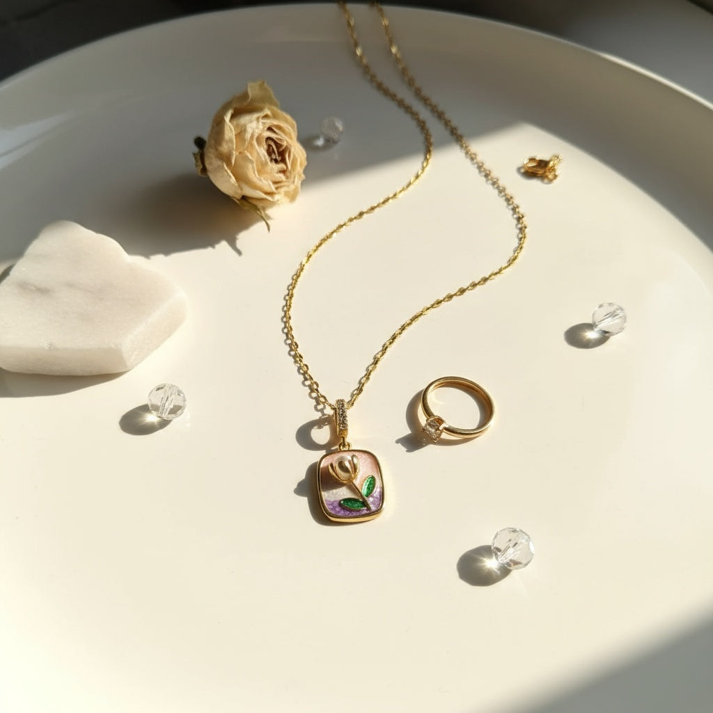 Crystal Blush 3D Pearl Pendant