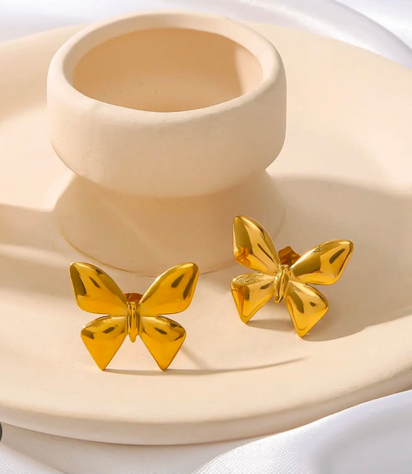 Anti Tarnish Glossy Gold Butterfly Ring