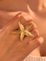 Anti Tarnish Golden Starfish Ring