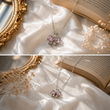 Pink Crystal Bow Necklace