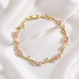 Pink Tulip Crystal Vine Bracelet