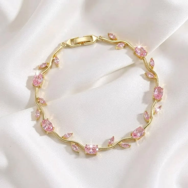Pink Tulip Crystal Vine Bracelet