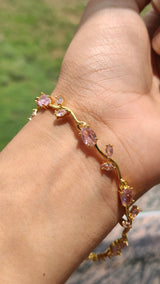 Pink Tulip Crystal Vine Bracelet