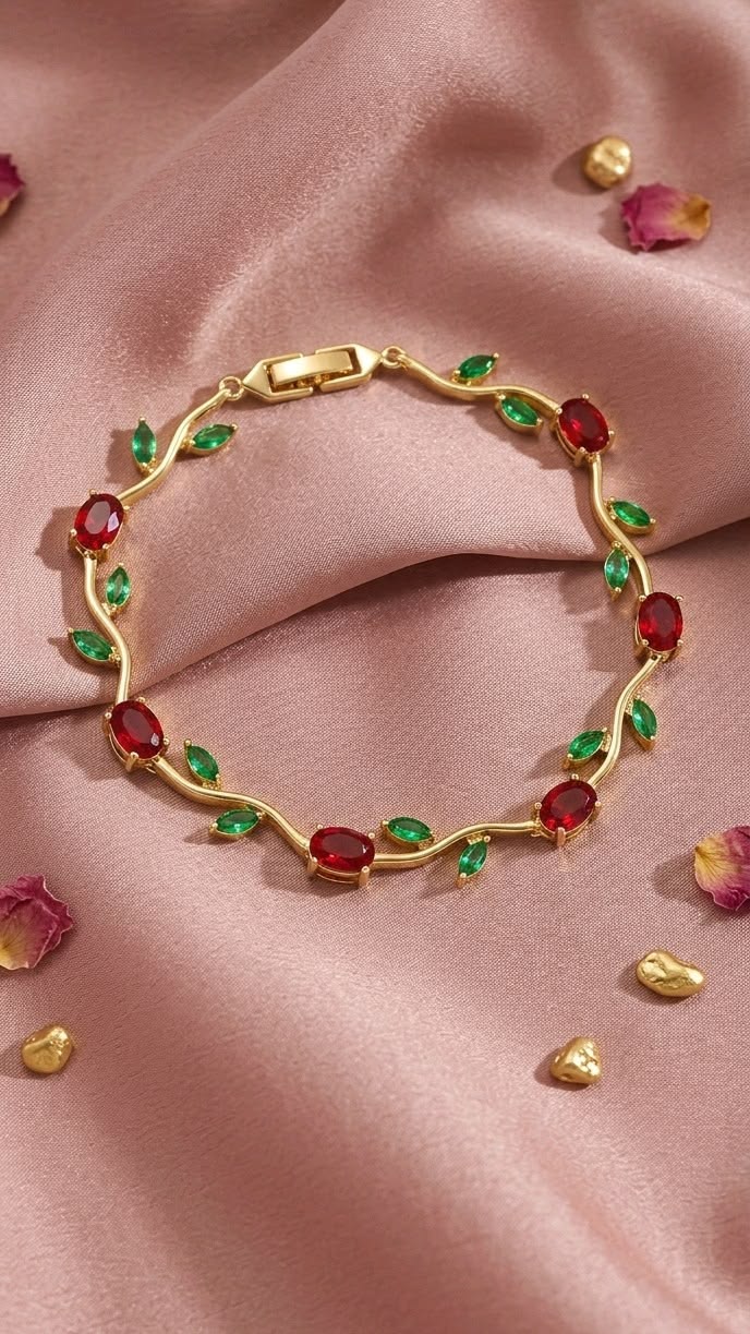 Tulip Ruby & Emerald Vine Bracelet